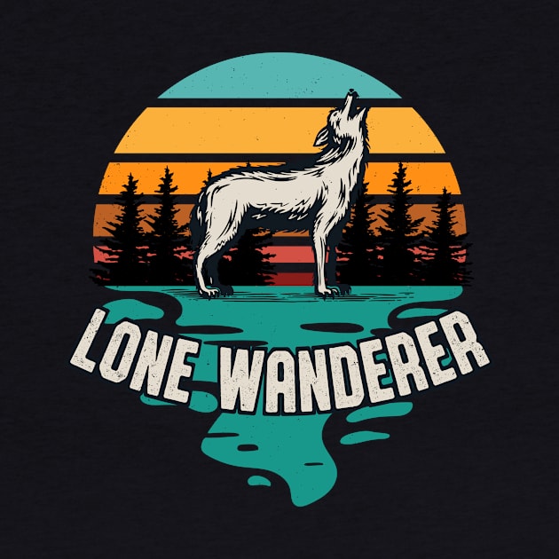 Lone Wanderer Camping Hiker Wolf Hiking by Foxxy Merch